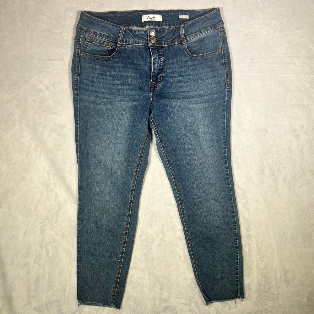 Angels Forever Young Womens Size 14 Ivy Ankle Skinny Jeans Medium Wash Raw Hem